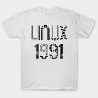 Linux 1991 - Cool Distressed Design for Free Software Geeks T-Shirt